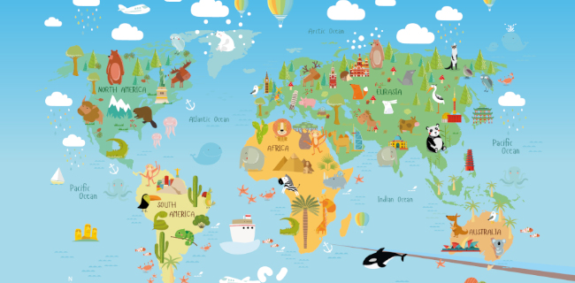 seyahat temalı ve dünya haritalı forex duvar tasarımı